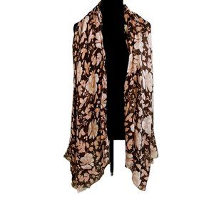 Old Navy Lightweight Charcoal and Pink Shawl/Scarf/Wrap - 6ft x 4ft